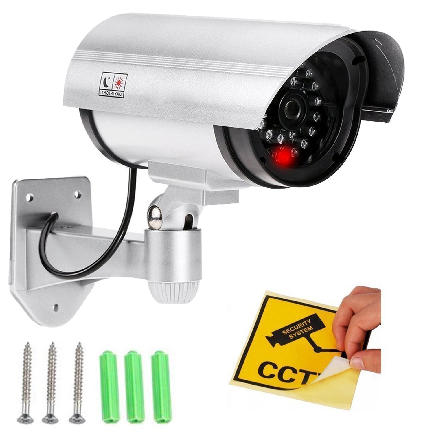 Outdoor dummy IR camera for security, looks realistic to deter potential intruders. Outdoor dummy IR camera for security, looks realistic to deter potential intruders.